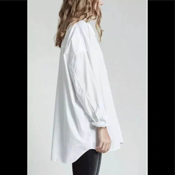 R13 Drop Neck Oxford Shirt white. Size medium